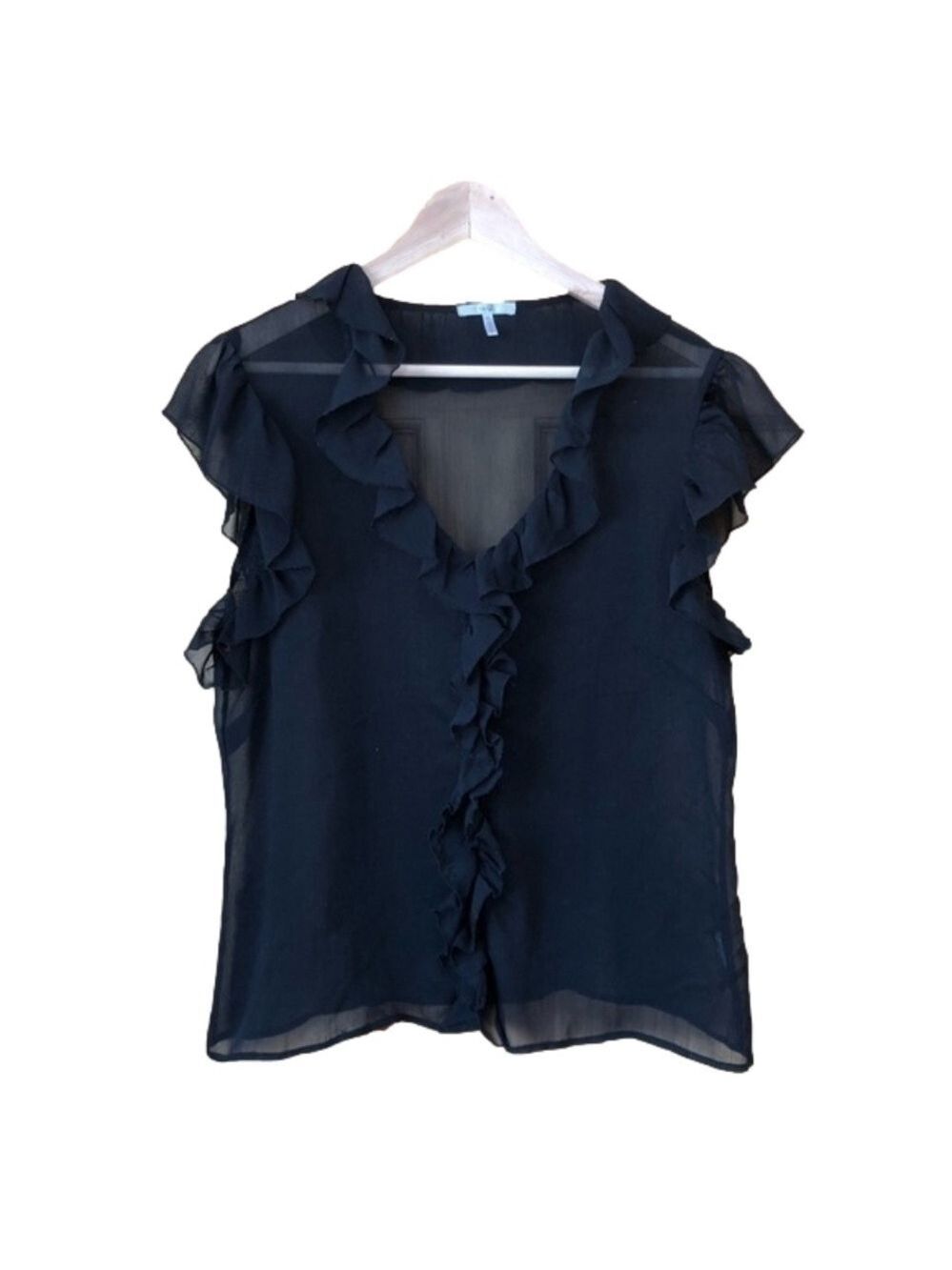 Metro 7 Cap Sleeve Sheer Ruffled Top size XL